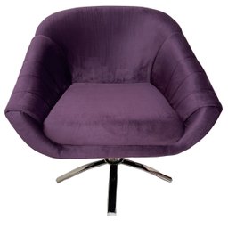 Kit Poltrona Giovana Giratória Cromado, Puff Capitonê Luxo e Almofadas em Sued Premium:roxo - 7