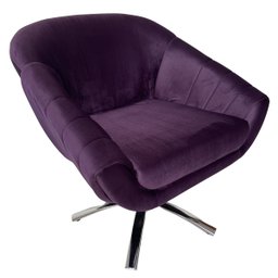 Kit Poltrona Giovana Giratória Cromado, Puff Capitonê Luxo e Almofadas em Sued Premium:roxo - 6