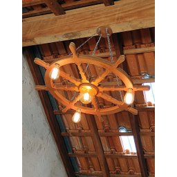 Lustre Luminária Pendente 85cm Leme De Navio Rústico 4B - 4