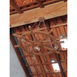 Lustre Luminária Pendente 85cm Leme De Navio Rústico 4B - 8