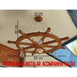Lustre Luminária Pendente 85cm Leme De Navio Rústico 4B - 2
