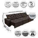 Ver imagem 3 de Sofá Monaco Retratil e Reclinavel 3,52 Mts Suede Marrom Sd Estofados