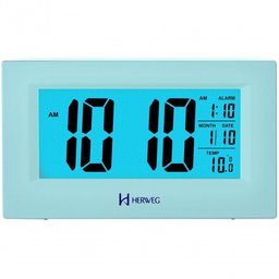 Relógio Despertador Digital Luz Noturna Preto Herweg 2972 Prata - 1