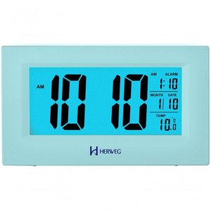 Relógio Despertador Digital Luz Noturna Preto Herweg 2972 Prata