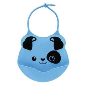 Babador Silicone Pega Migalhas Cachorrinho Azul Buba Babador de Silicone com Pega Migalhas de Cachor