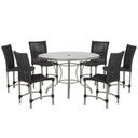 Ver imagem 1 de Mesa Ascoli 120 Cm com 6 Cadeiras Cannes de Alumínio, Pintura Fendi e Trama Tela de Corda Náutica