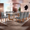 Ver imagem 4 de Conjunto Sala de Jantar Nápoles Tampo Vidro/MDF com 8 Cadeiras Luísa Smart Plus Cel Móveis