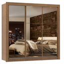 Ver imagem 2 de Guarda-Roupa Casal Madesa Lyon Plus 3 Portas de Correr de Espelho 4 Gavetas Rustic Cor:Rustic