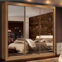 Ver imagem 1 de Guarda-Roupa Casal Madesa Lyon Plus 3 Portas de Correr de Espelho 4 Gavetas Rustic Cor:Rustic