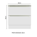 Ver imagem 3 de Balcão 80 cm 2 Gavetas Branco/Branco Veludo Lux Madesa
