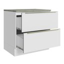 Ver imagem 4 de Balcão 80 cm 2 Gavetas Branco/Branco Veludo Lux Madesa