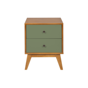 Mesa de Cabeceira Retrô 2 Gavetas - Verde-militar
