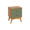 Mesa de Cabeceira Retrô 2 Gavetas - Verde-militar - 2