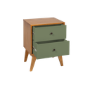 Ver imagem 3 de Mesa de Cabeceira Retrô 2 Gavetas - Verde-militar