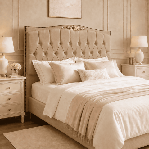 Cabeceira Greta 195cm Estofada Suede p/ Cama Box Casal King Quarto