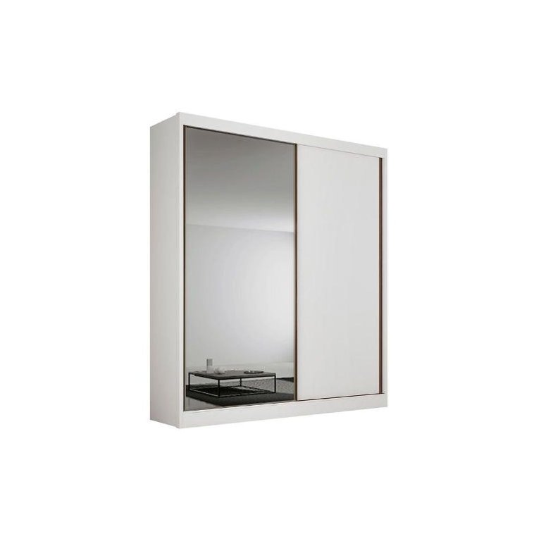 Guarda Roupa Casal 2 Portas de Correr e 3 Gavetas c/ Espelho Virtus Plus Branco - Novo Horizonte