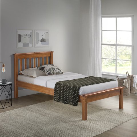 Cama Solteiro Inglesa em Madeira Maciça Mv Outlet Mel