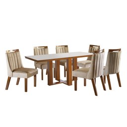 Conjunto Sala de Jantar Mesa Tampo MDF e Vidro e 6 Cadeiras Lottus - 2