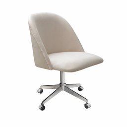 Poltrona Gaia Cadeira Giratória Rodizio Sala, Quarto, Escritório Recepção - Suede Bege Claro - 2
