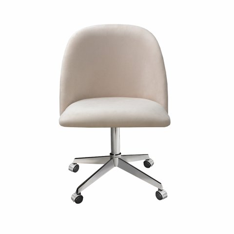 Poltrona Gaia Cadeira Giratória Rodizio Sala, Quarto, Escritório Recepção - Suede Bege Claro