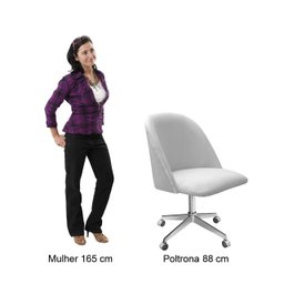 Poltrona Gaia Cadeira Giratória Rodizio Sala, Quarto, Escritório Recepção - Suede Bege Claro - 5