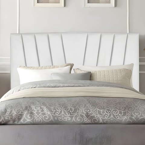 Cabeceira Estofada Cama Casal Queen Size 160 Cm Malu Suede:branco