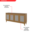 Ver mais imagens de Buffet Aparador Madeira Maciça e Tela de Rathan Sintética 4 Portas Deltran