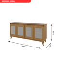 Ver imagem 3 de Buffet Aparador Madeira Maciça e Tela de Rathan Sintética 4 Portas Deltran