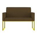 Ver imagem 6 de Kit Sofá 2 Lugares + 2 Poltronas Recepção Sala Base Dourada Cor:marrom Marrom