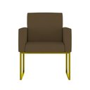 Ver imagem 2 de Kit Sofá 2 Lugares + 2 Poltronas Recepção Sala Base Dourada Cor:marrom Marrom