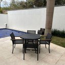 Ver imagem 3 de Jogo Conjunto De Mesa 90cm Ripada Jardim 4 Cadeiras Alumínio