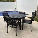 Ver imagem 4 de Jogo Conjunto De Mesa 90cm Ripada Jardim 4 Cadeiras Alumínio