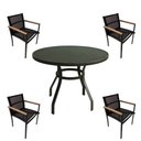 Ver imagem 1 de Jogo Conjunto De Mesa 90cm Ripada Jardim 4 Cadeiras Alumínio
