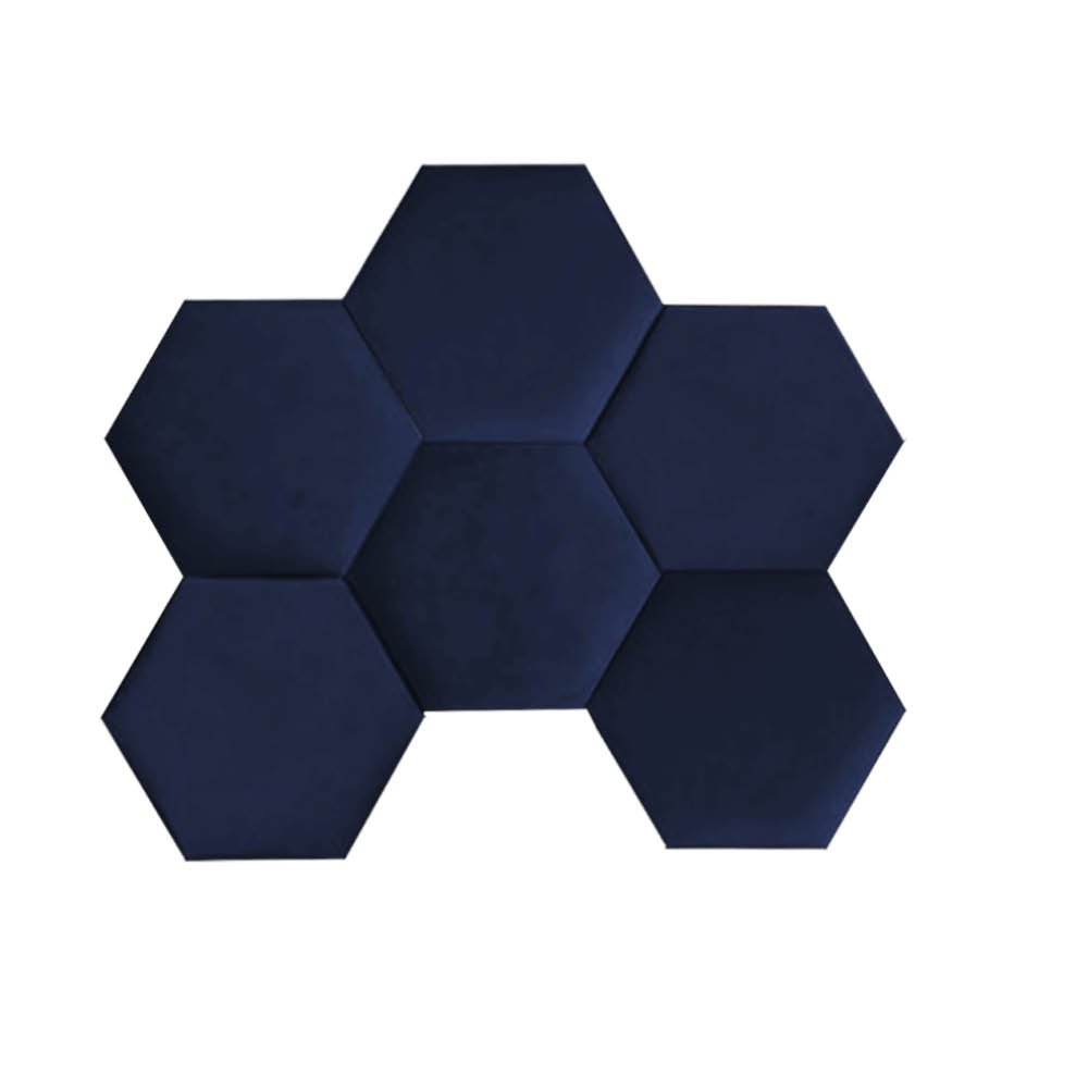Cabeceira Painel Modulado Colmeia Blogueirinha Estofada 90cm Solteiro Suede Azul Marinho - Ahazzo M - 2