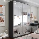 Ver imagem 1 de Guarda Roupa Solteiro 100% MDF BP com 2 Portas Espelho Zermatt Preto