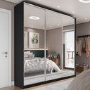 Ver imagem 1 de Guarda Roupa Casal 100% MDF BP com 3 Portas Espelho Zermatt Preto