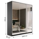Ver imagem 4 de Guarda Roupa Casal 100% MDF BP com 3 Portas Espelho Zermatt Preto