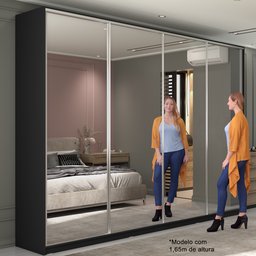 Guarda Roupa Casal 100% MDF BP com 4 Portas Espelhos Zermatt - 8