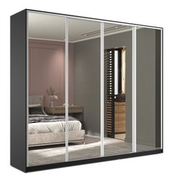 Guarda Roupa Casal 100% MDF BP com 4 Portas Espelhos Zermatt - 2