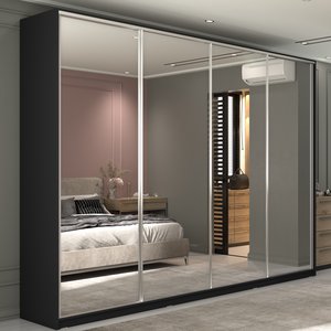 Guarda Roupa Casal 100% MDF BP com 4 Portas Espelhos Zermatt