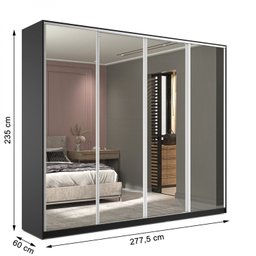 Guarda Roupa Casal 100% MDF BP com 4 Portas Espelhos Zermatt - 3