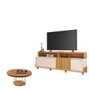 Ver imagem 1 de Rack Bancada Graci 1.8 com Mesa de Centro Sky Cinamomo Off White – Hb Móveis