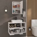 Ver imagem 4 de Gabinete Banheiro Volcano 80cm (armário + Cuba + Espelheira + Tampo Vidro) Branco Inteiro