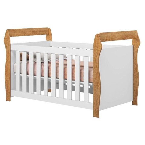 Berço Americano Mini Cama Star Branco Amadeirado Acetinado - Tigus