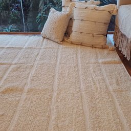 Tapete Peludo Algodão Sala Quarto Lines Cru 1,50 X 2,00 - 2