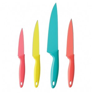 Jogo de Facas Coloridas 4 Pecas em Ceramica Aco Inox com Cabo Plastico Ideal para Cozinha Profission