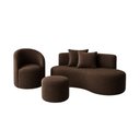 Ver imagem 2 de Conjunto 01 Poltrona + Sofá e 1 Puff Curvo Orgânico Nature Gaia Boucle Marrom - Montanaris Decor