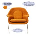 Ver imagem 2 de Poltrona para Sala Womb Chair com Puff Tecido Boucle Terracota Luxo Poltronas do Sul
