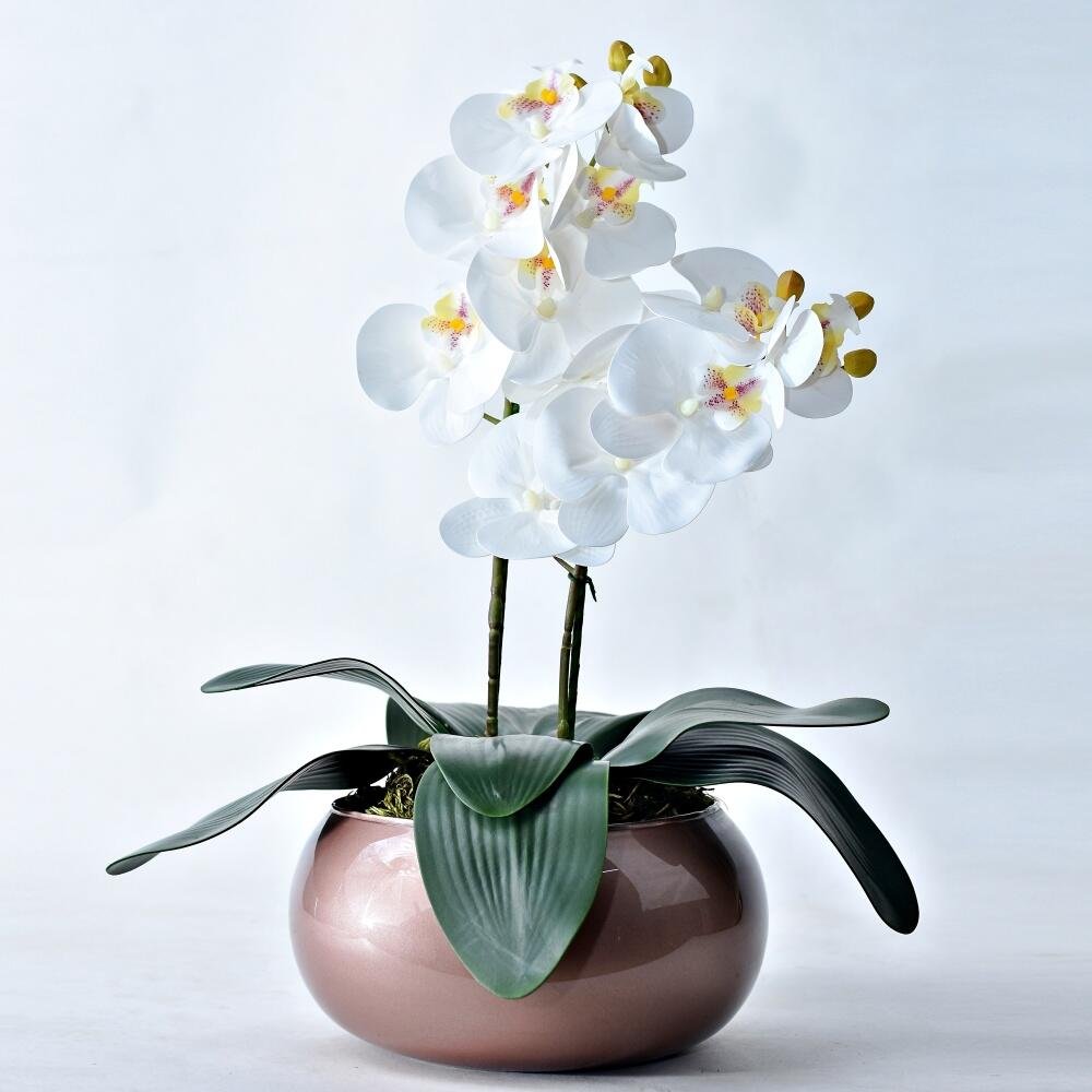 Arranjo 2 Orquídeas Artificiais em Vaso Cobre Anita