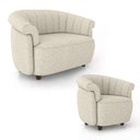 Ver imagem 2 de Conjunto Sala de Estar Decorativo Latvia Sofá Namoradeira e Poltrona Pés de Madeira Linho Off White